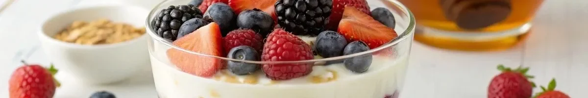 greek-yogurt parfait with honey + berries.